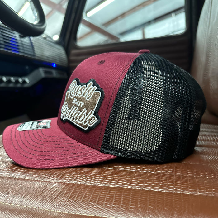 Rusty But Reliable Adjustable Trucker Hat (Richardson 112) Cardinal Red/Black