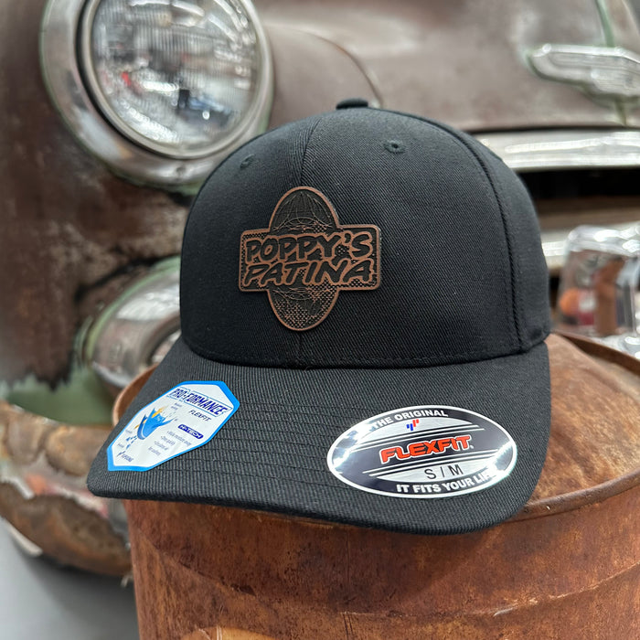 Leather Poppy’s Patina Patch (FlexFit Hat) Black