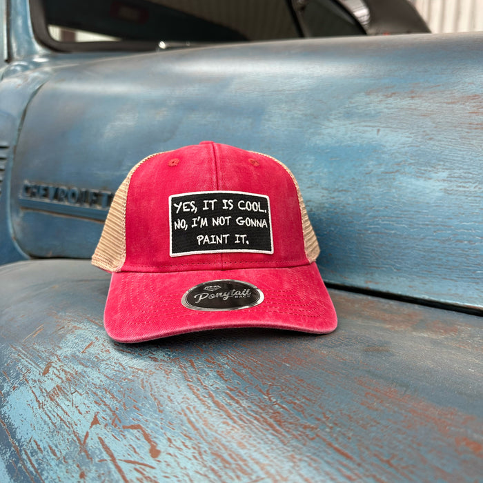 “Yes, It Is Cool…” Pony Tail Hat (Women’s Fit) Pink