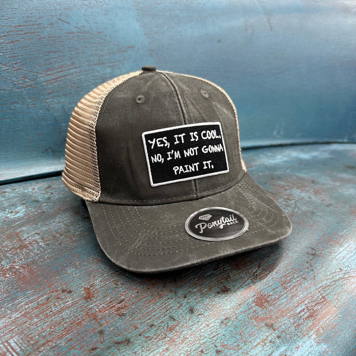 “Yes, It Is Cool” Pony Tail Hat (Women’s Fit) Gray
