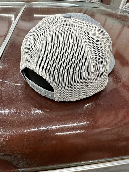 Leather Rusty But Reliable Patch Adjustable Trucker Hat (Richardson 112) Light Grey/White