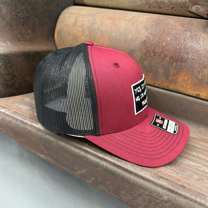 “Yes, It Is Cool…” Adjustable Trucker Hat (Richardson 112) Cardinal Red/Black