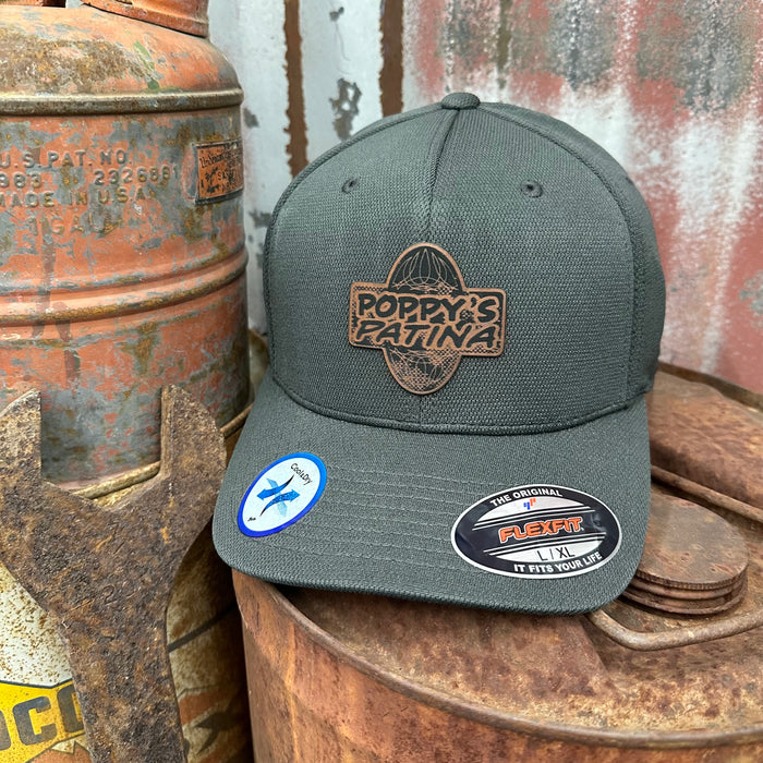 Leather Poppy’s Patina Patch (FlexFit Hat) Gray