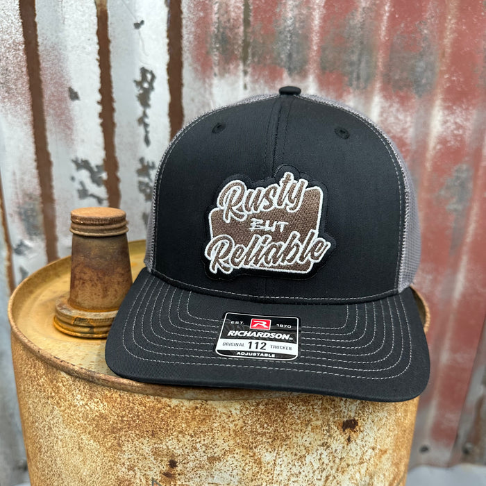 Rusty But Reliable Adjustable Trucker Hat (Richardson 112) Black/Dark Gray