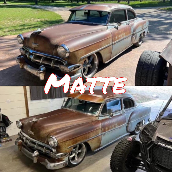 Customer project finished with Matte Wipe-On Clear Coat — before and after