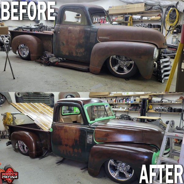 Customer project finished with Satin Wipe-On Clear Kit — before and after