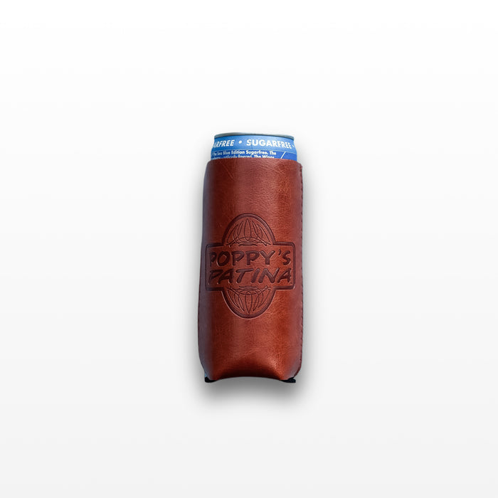 Poppy’s Patina Leather Magnetic Koozie – Skinny Can Fit