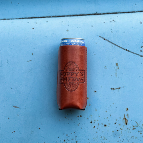 Poppy’s Patina Leather Magnetic Koozie – Skinny Can Fit