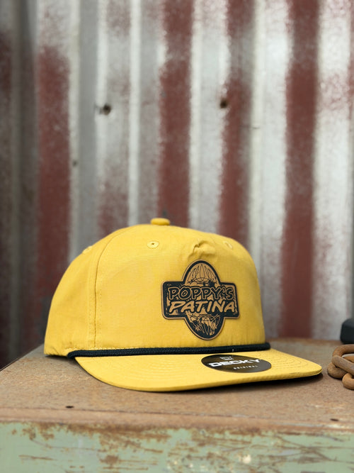 Poppy's Patina Patch Adjustable Trucker Hat (Decky 6042) Biscuit/Black