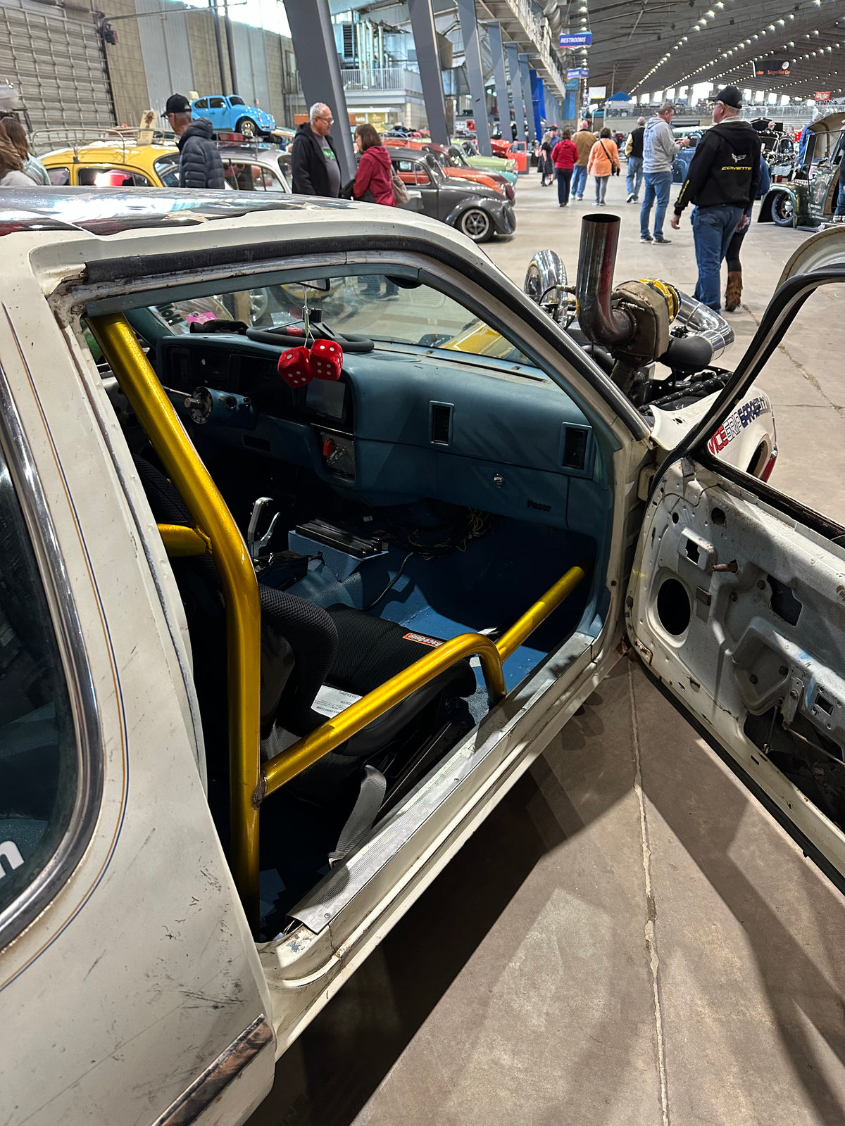 Pit Boss AMC Pacer interior with gold roll cage and racing seat