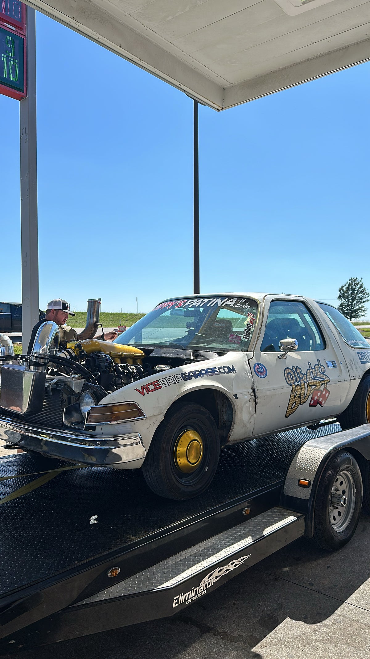Pit Boss AMC Pacer loaded on a car trailer