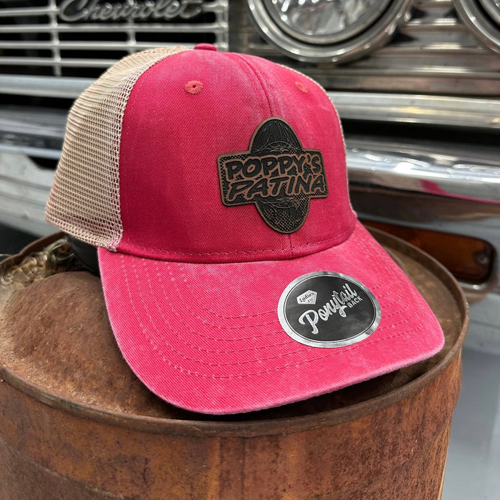 Leather Poppy’s Patina Patch Pony Tail Hat (Women’s Fit) Pink