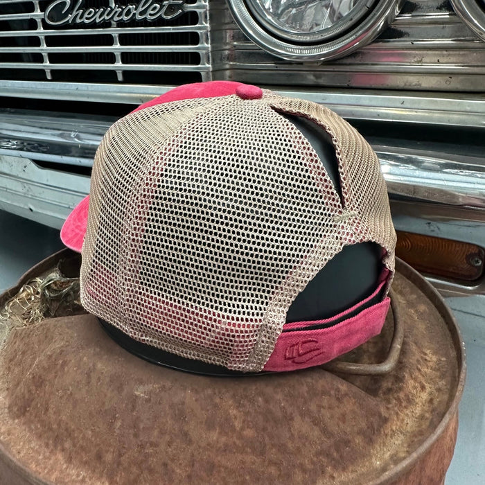Leather Rusty But Reliable Patch Pony Tail Hat (Women’s Fit) Pink