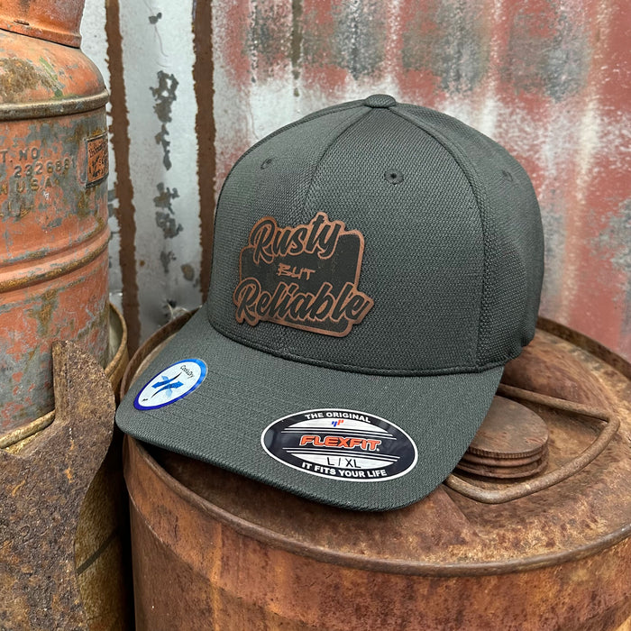 Leather Rusty but Reliable Patch (FlexFit Hat) Gray