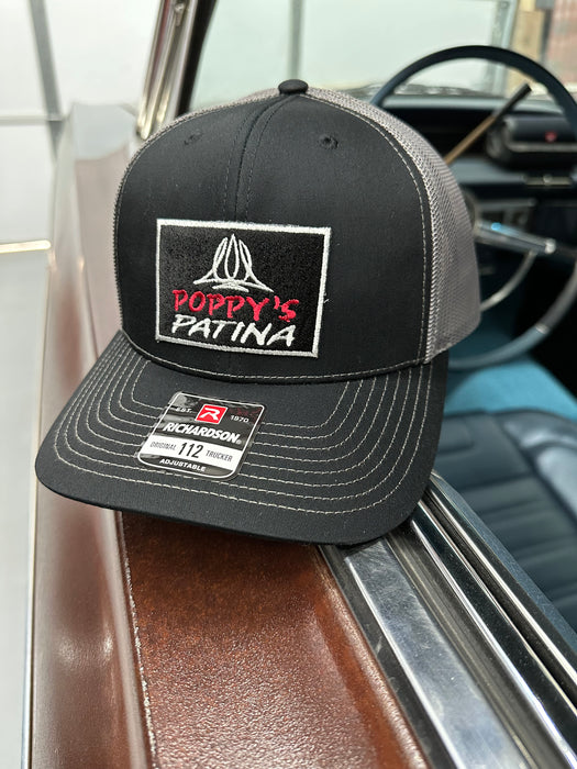 Poppy's Patina Adjustable Trucker Hat (Richardson 112) Black/Dark Gray