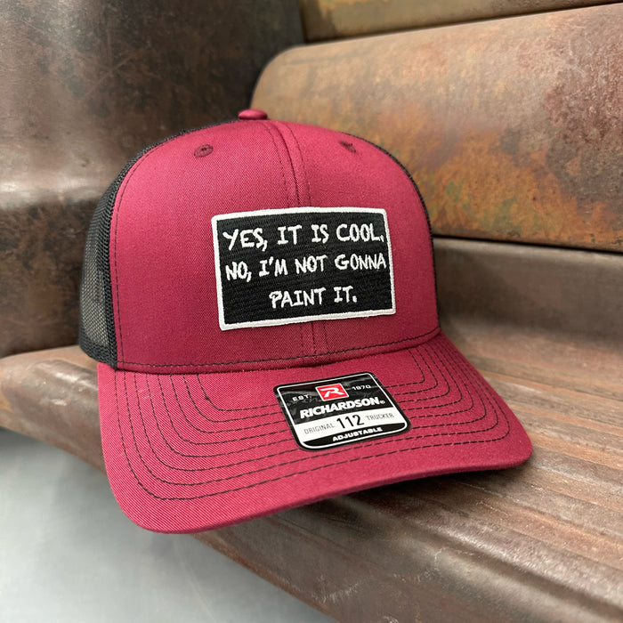 “Yes, It Is Cool…” Adjustable Trucker Hat (Richardson 112) Cardinal Red/Black