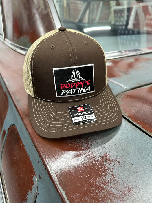 Poppy’s Patina Adjustable Trucker Hat (Richardson 112) Brown/Khaki