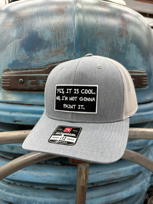 “Yes, It Is Cool” Adjustable Trucker Hat (Richardson 112) Light Gray/White